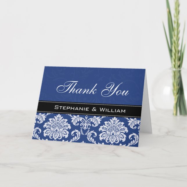 Tarjetas de agradecimiento para boda en Damasco Az (Anverso)