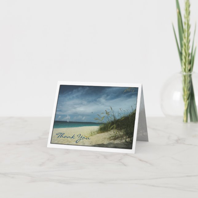 Tarjetas de agradecimiento para boda en la playa (Anverso)