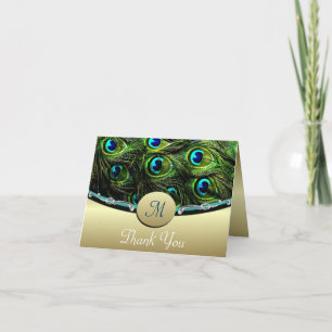 Tarjetas de agradecimiento para boda Green Peacock