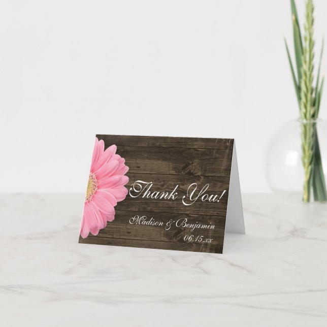 Tarjetas de agradecimiento para boda rústica con m (Anverso)
