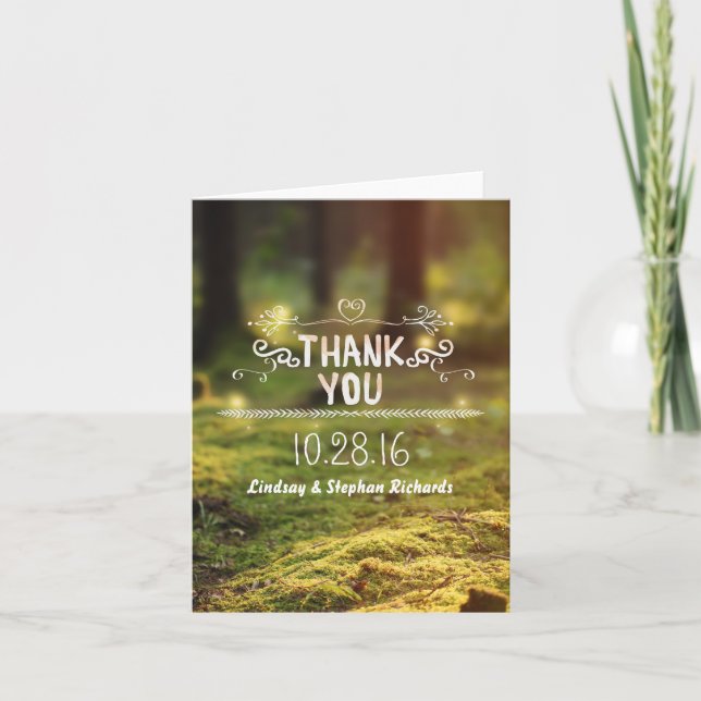 Tarjetas de agradecimiento para boda rústica en bo (Anverso)