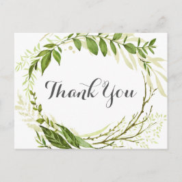Tarjetas de agradecimiento para boda verde con veg