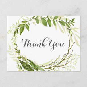 Tarjetas de agradecimiento para boda verde con veg
