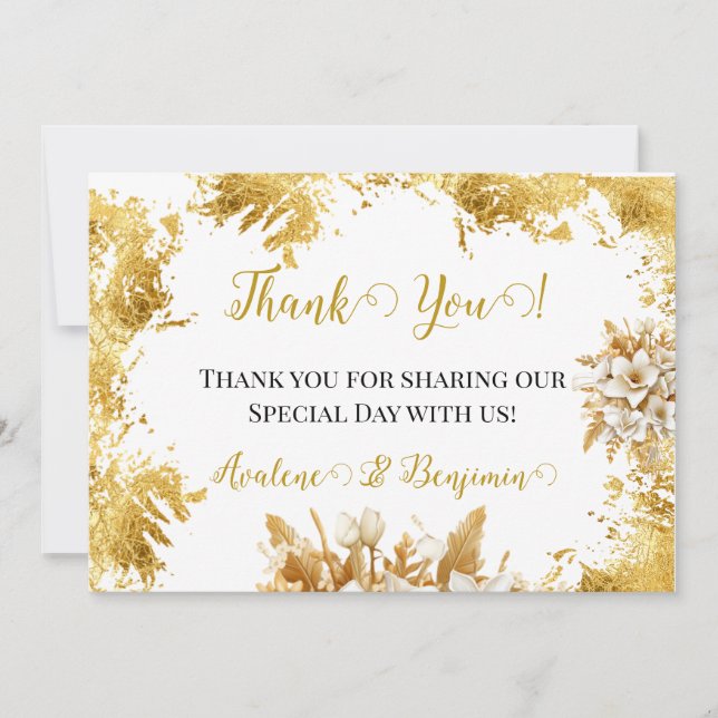 Tarjetas de agradecimiento para Bodas blancos y do (Anverso)