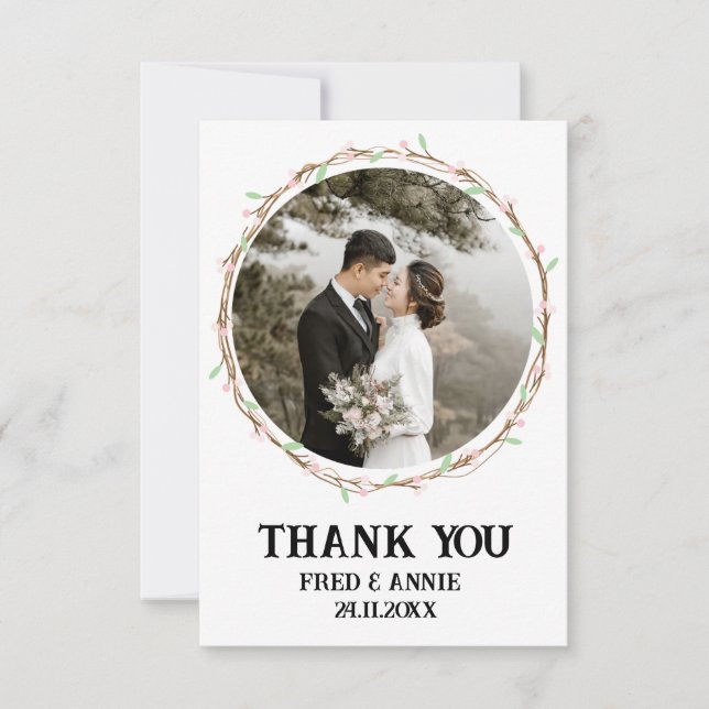 Tarjetas de agradecimiento para Bodas blancos y ne (Anverso)
