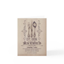 tarjetas de agradecimiento para bodas comer beber