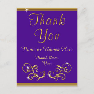 Tarjetas de agradecimiento para Bodas Gold y Purpl