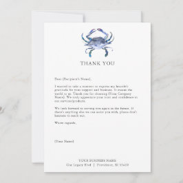 Tarjetas de agradecimiento para cangrejo de negoci