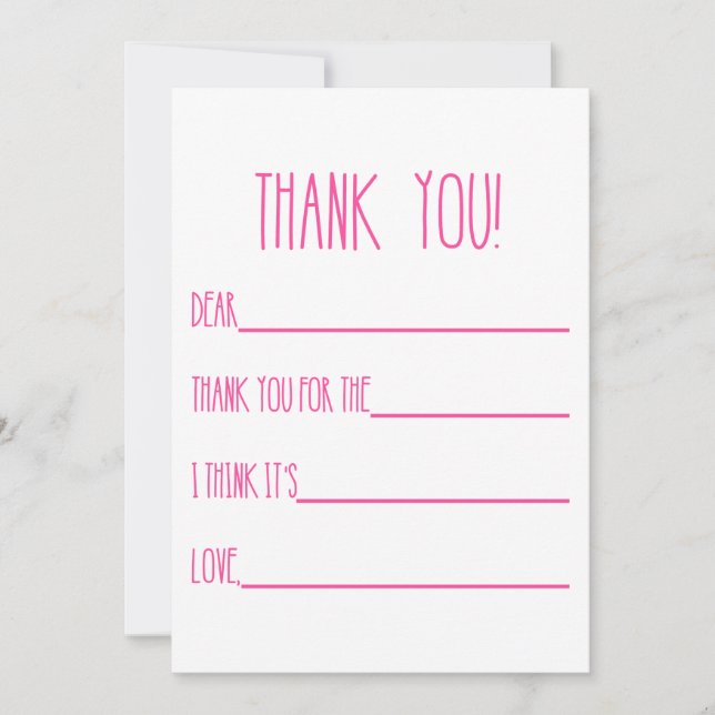 Tarjetas de agradecimiento para Chicas (Anverso)