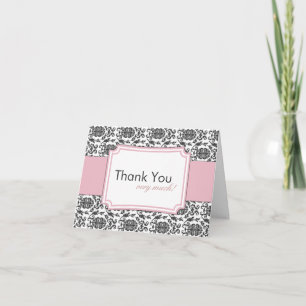 Tarjetas de agradecimiento para damasco elegante
