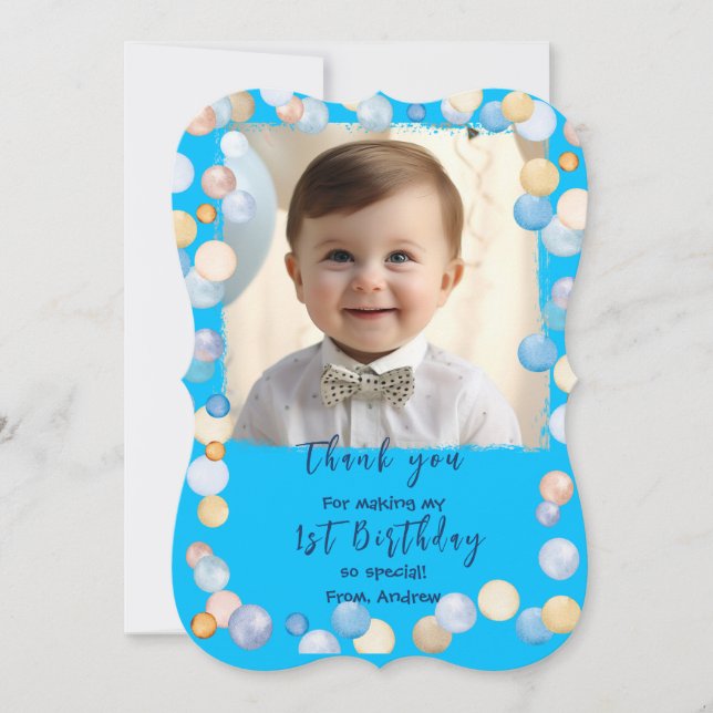 Tarjetas de agradecimiento para el 1er cumpleaños  (Anverso)