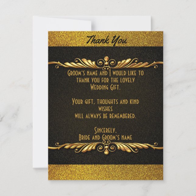 Tarjetas de agradecimiento para el Boda Gold Spark (Anverso)