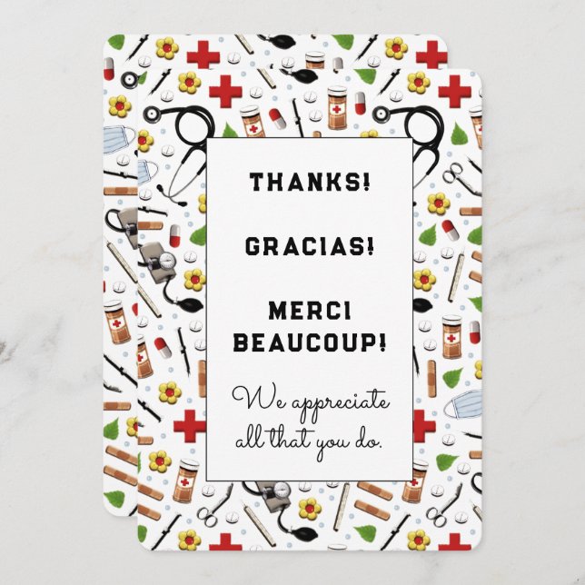 Tarjetas de Agradecimiento para Enfermeras (Anverso / Reverso)