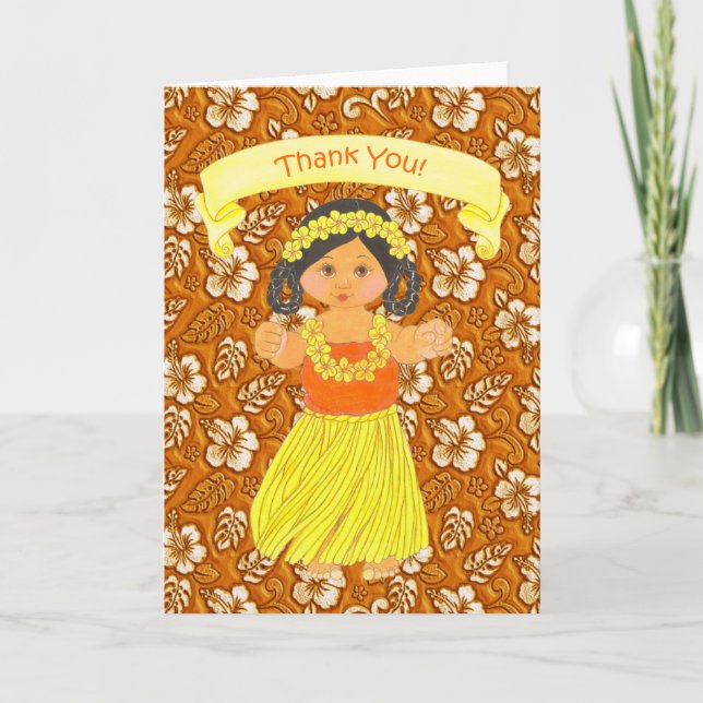 Tarjetas de agradecimiento para fiesta hawaiana Lu (Anverso)
