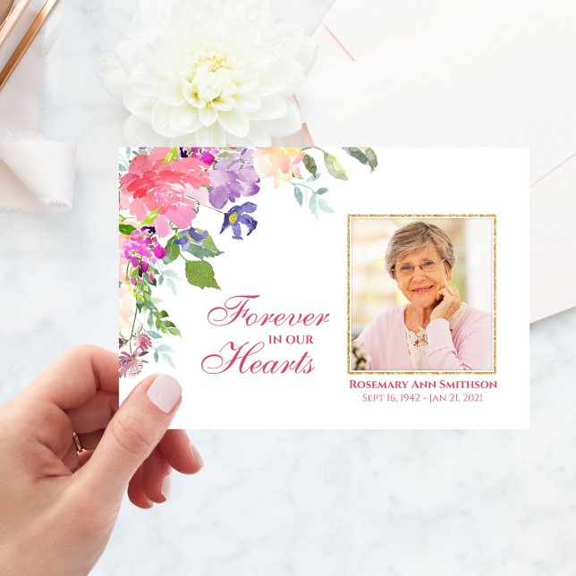 Tarjetas de agradecimiento para funeral con simpat (Sympathy Funeral Thank You Cards Floral Photo)