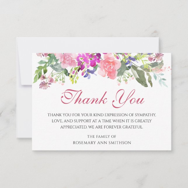 Tarjetas de agradecimiento para funeral con simpat (Anverso)