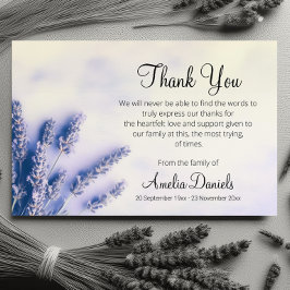 Tarjetas de agradecimiento para funeral de lavanda