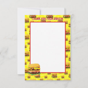 Tarjetas de agradecimiento para la hamburguesa con