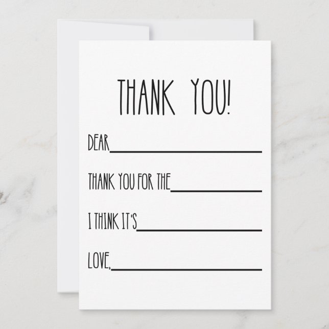 Tarjetas de agradecimiento para los niños (Anverso)