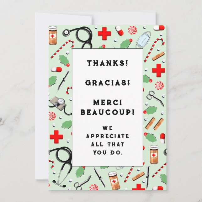 Tarjetas de Agradecimiento para Médicos en Festivi (Anverso)