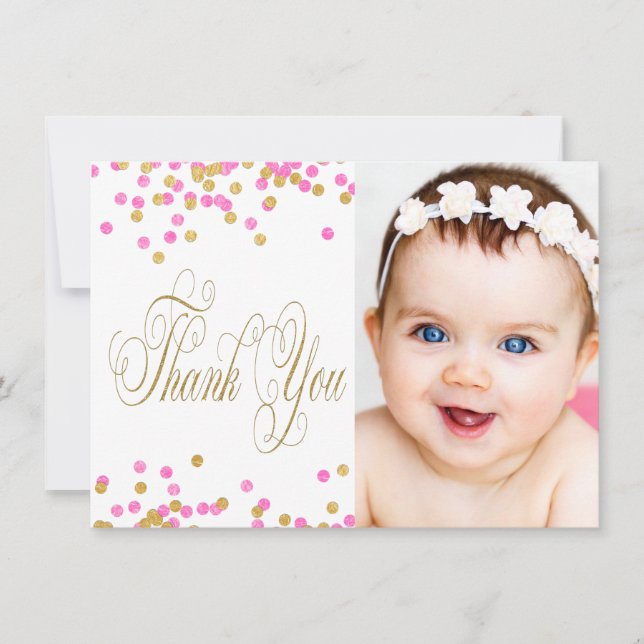 Tarjetas de agradecimiento para niñas con fotos en (Anverso)