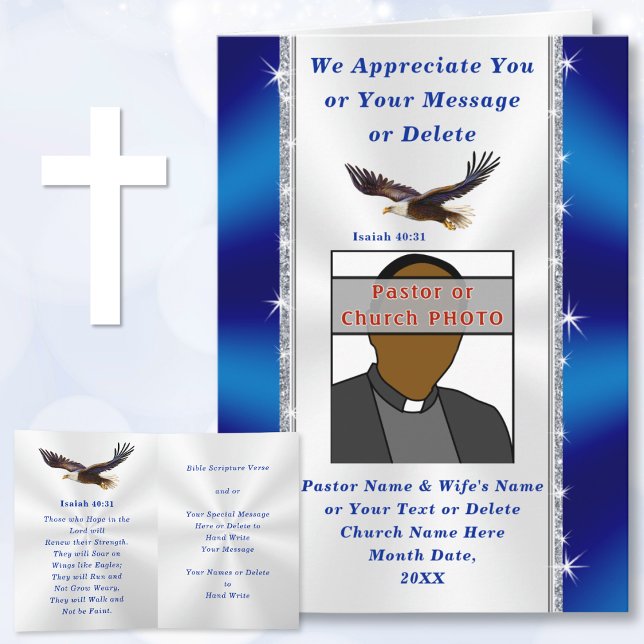 Tarjetas de agradecimiento para pastores personali (Personalized Christian Cards. Personalized Pastor Anniversary Cards. Bible Verse Cards. Picture card)
