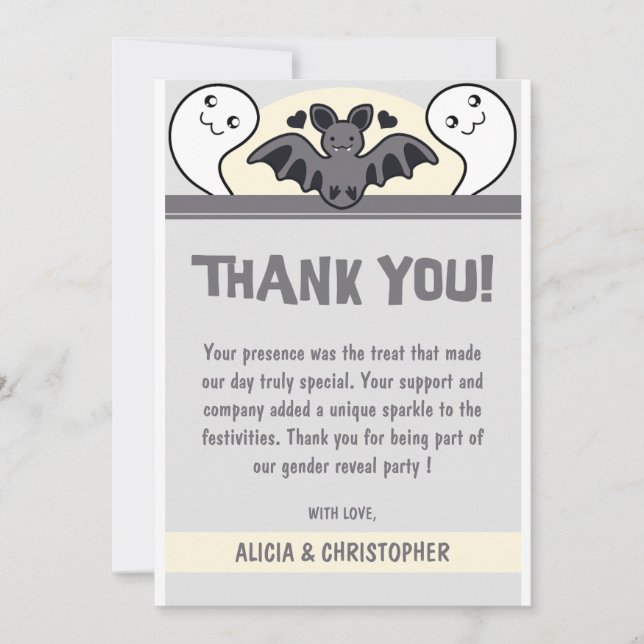 Tarjetas de agradecimiento para revelación de géne (Anverso)