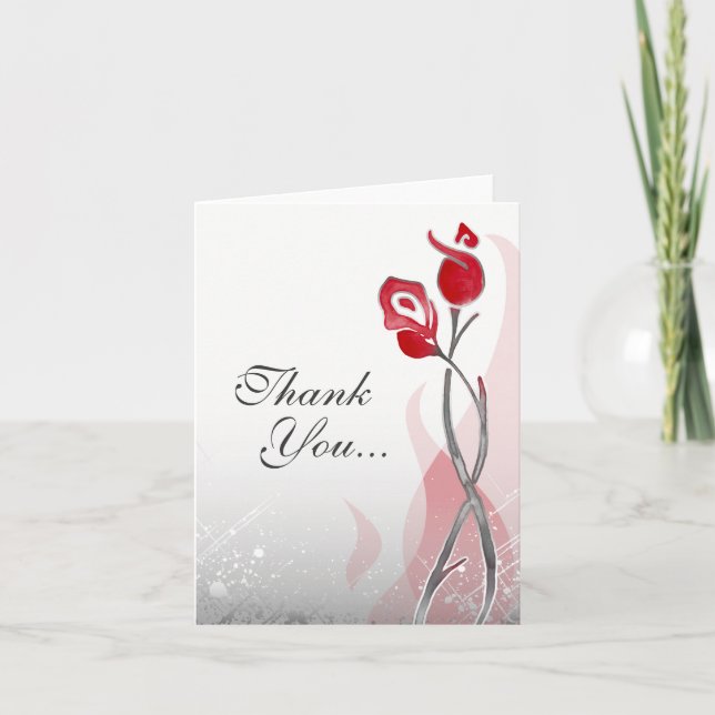 Tarjetas de agradecimiento para Rosas rojos de pla (Anverso)