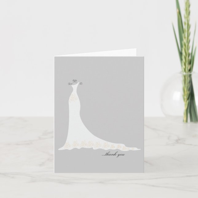 Tarjetas de agradecimiento para vestido de novia { (Anverso)