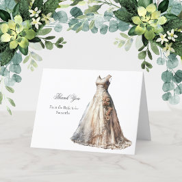 Tarjetas de agradecimiento para vestido de novia e
