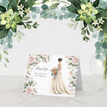 Tarjetas de agradecimiento para vestido de novia e