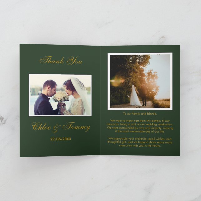 Tarjetas de agradecimiento personalizadas Green bo (Interior)