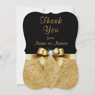 Tarjetas de agradecimiento personalizadas, negras 