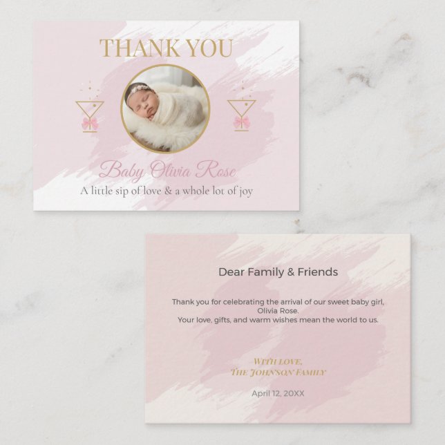 Tarjetas de agradecimiento personalizadas para beb (Anverso / Reverso)