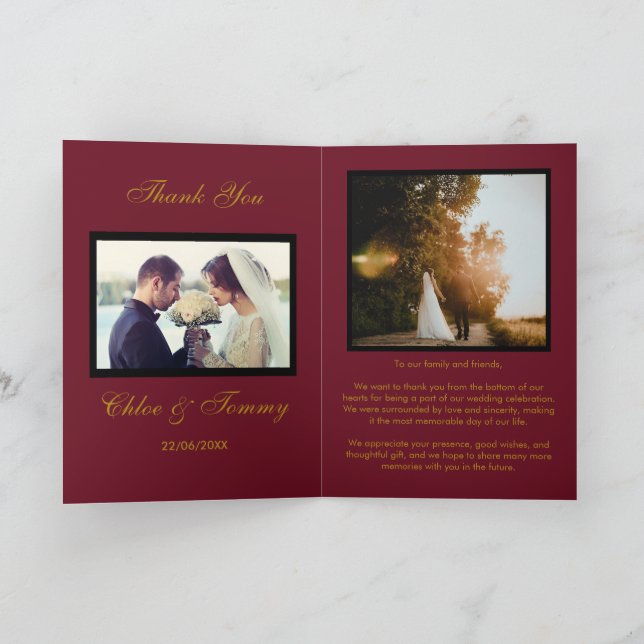 Tarjetas de agradecimiento personalizadas Red boda (Interior)