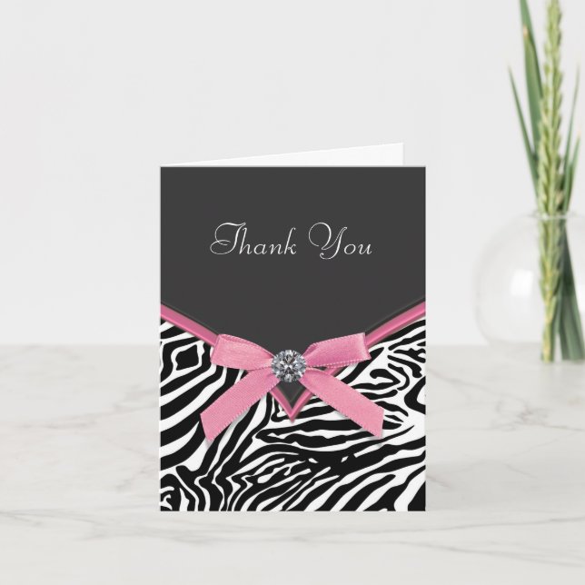 Tarjetas de agradecimiento Pink Zebra (Anverso)