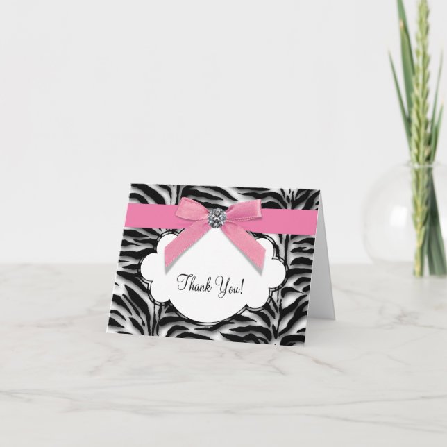 Tarjetas de agradecimiento Pink Zebra (Anverso)