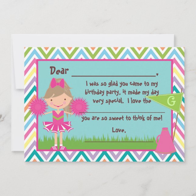 Tarjetas de agradecimiento planas Chevron Cheer (Anverso)