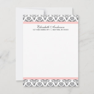 Tarjetas de agradecimiento planas de damasco rosa 