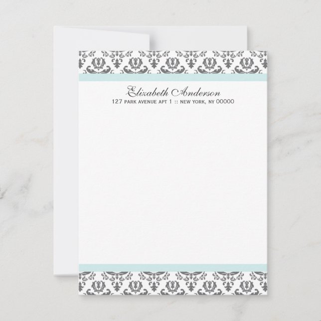 Tarjetas de agradecimiento planas de damasco verde (Anverso)