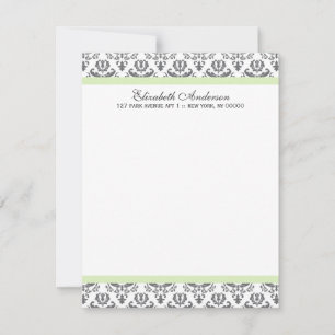 Tarjetas de agradecimiento planas de damasco verde