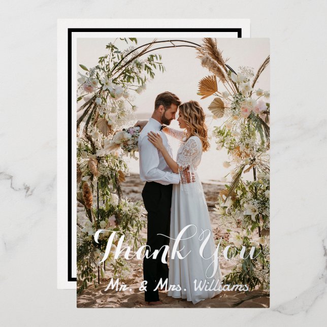 Tarjetas de agradecimiento planas de foto de boda  (Anverso/Reverso)