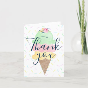 Tarjetas de agradecimiento plegables de helado con