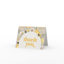 Tarjetas de agradecimiento plegadas de Abeja de fl