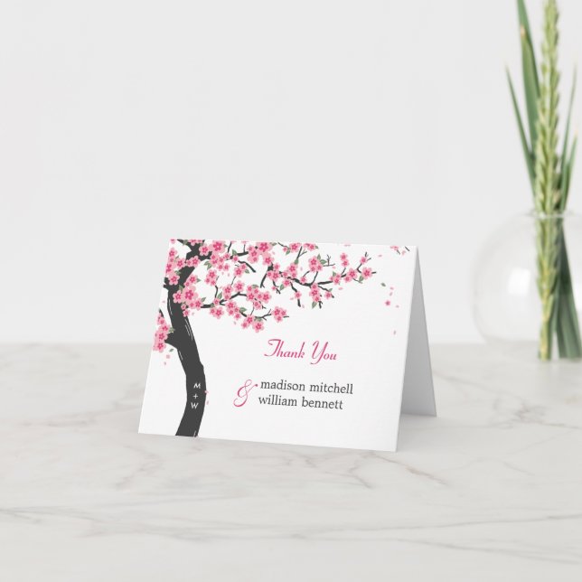 Tarjetas de agradecimiento plegadas para boda de f (Anverso)