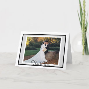 Tarjetas de agradecimiento por foto gris blanco bo