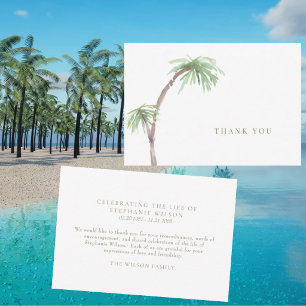 Tarjetas de agradecimiento por funeral con palmera