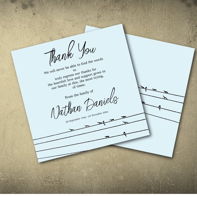 Tarjetas de agradecimiento por funeral de pájaros  (Subido por el creador)