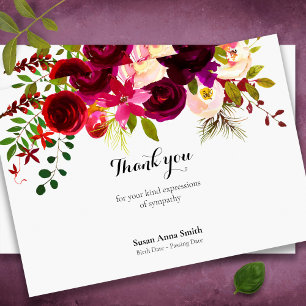 Tarjetas de agradecimiento por funeral Floral Ca