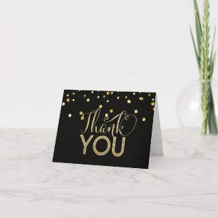 Tarjetas de agradecimiento por oro negro y falso